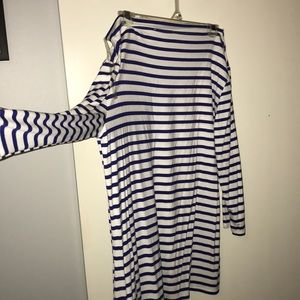 Off the shoulder royal blue striped top